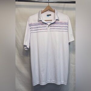 PGA Tour White Polo with Multicolor Stripes